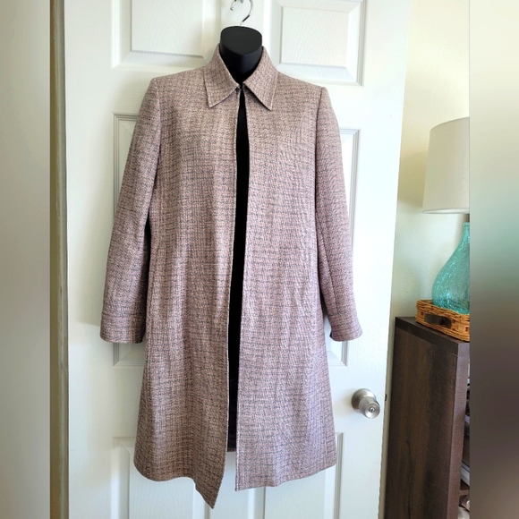 Harve Benard Jackets & Blazers - 100% Wool Pink Plaid Duster Trench Car Jacket Size 6 By Harve Benard